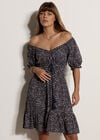 Irregular Spot Bardot Mini Dress, Navy, large