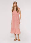 Check Smocked Midi Dress, Pink, large