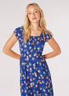 Vintage Rose Milkmaid Midi Dress, Blue, large