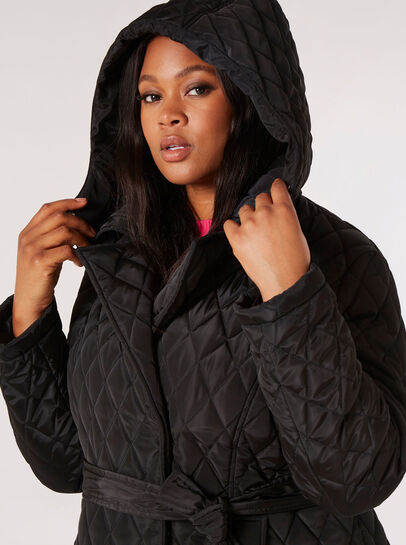 Curve Belted Quilted Parker Coat