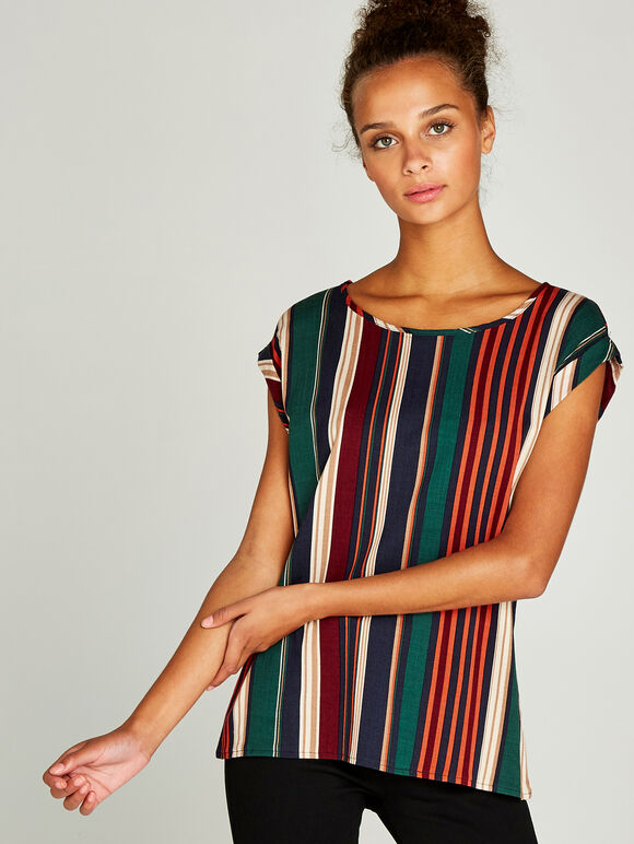 Vertical Stripe Top, Orange, large
