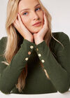 Roll Neck Knit Midi Dress, Green, large