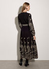 Paisley Embroidered Maxi Dress, Black, large