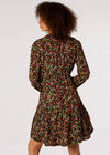 Ditsy Floral Tiered Mini Dress, Black, large