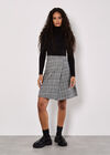 Ribbed Knit Check Skirt Mini Dress, Black, large
