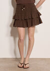 Crochet Tiered Mini Skort, Brown, large