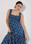 Ditsy Floral Smocked Midi Dress, Blue, large