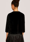 Black Velvet 3/4 Sleeve Light Jacket, Black, large