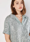 Sequin Embellished Relaxed Shirt, Mint, large