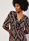 Ornate Paisley Wrap Midi Dress, Black, large
