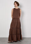 Double Layered Textured Cotton Top, Brown, large