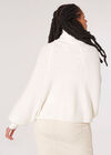 Cowl Neck Ribbed Wrap Jumper, Cream, large