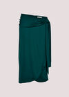 Satin Tie Front Wrap Skirt, Green, large