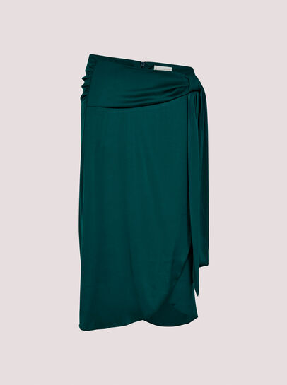 Satin Tie Front Wrap Skirt