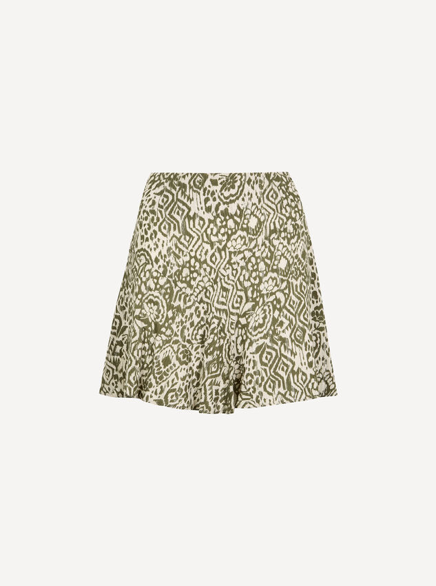 Ikat Shimmer Ruffle Mini Skirt, Khaki, large