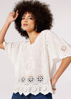 Embroidered Cotton Top, White, large