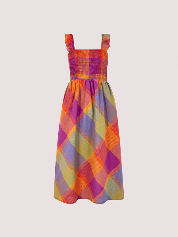 Plaid Midi Dress, Pink, large