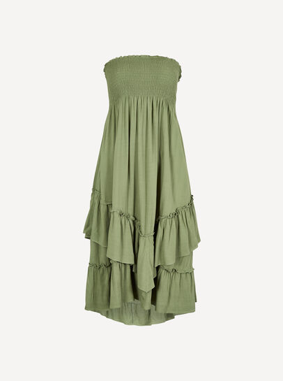 Smocked Bandeau Midi Dress