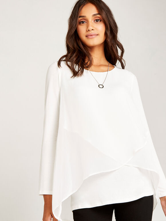 Cream Cross Over Jersey Top, Cream, large