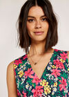 Tropical Floral Midi Dress, Navy, large