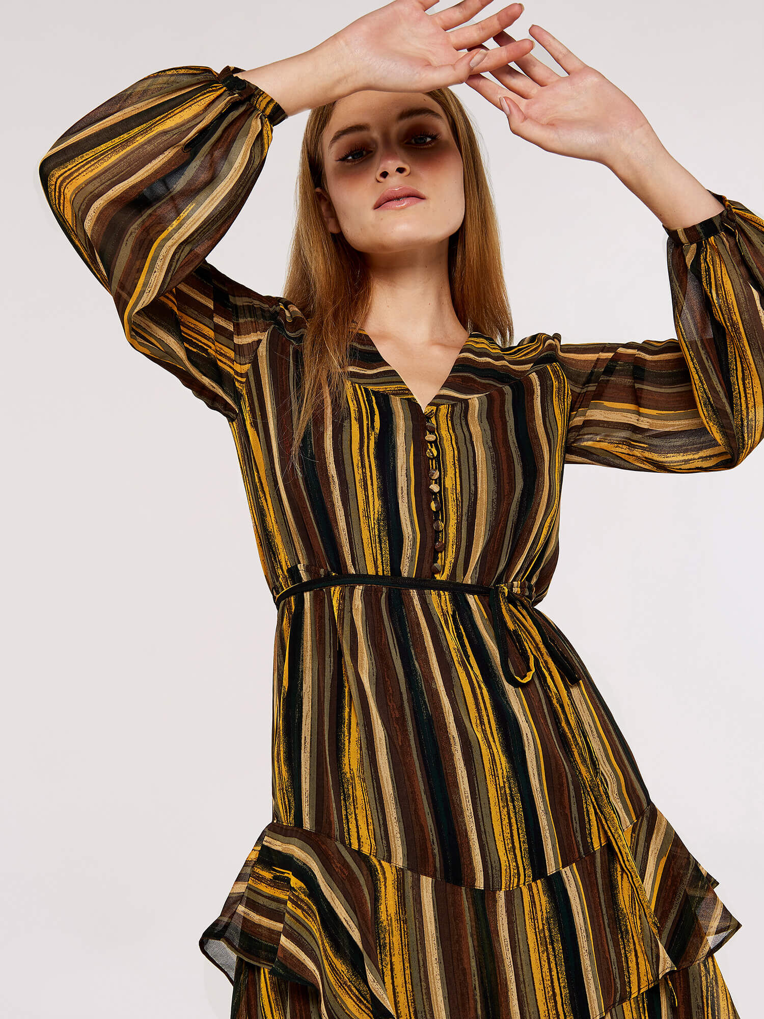Striped mustard dress outlet
