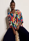 Colour Block Woven Blouse, Orange, large