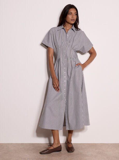 Stripe Structured Shirt Midaxi Dress