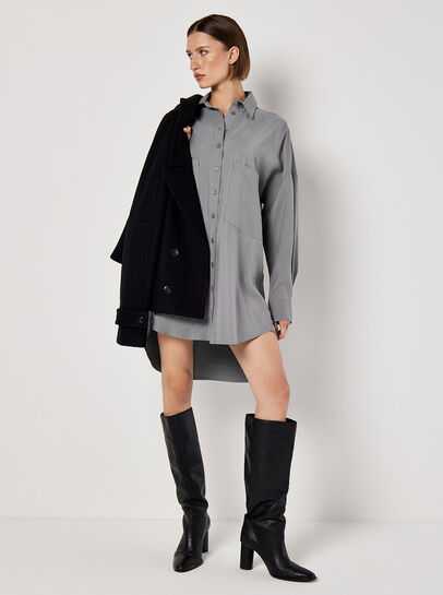 Pinstripe Oversized Shirt Mini Dress