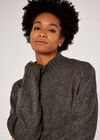 High Neck Chunky Knitted Dress, Dark Grey - Charcoal, large