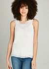 White Crochet Detail Vest Top, White, large