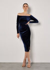 Bardot Velvet Midi Dress , Navy, large