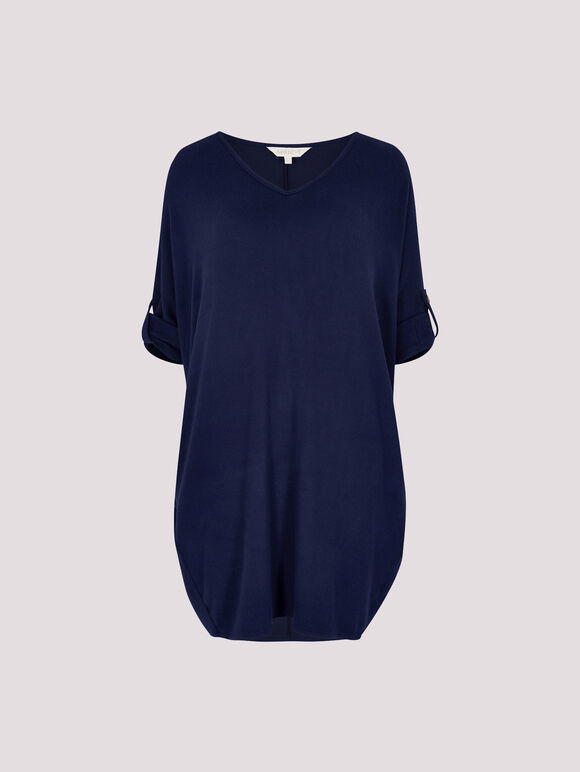 Soft-Touch Cocoon Mini Dress, Navy, large