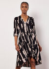 Paint Stroke Shirt Mini Dress, Black, large
