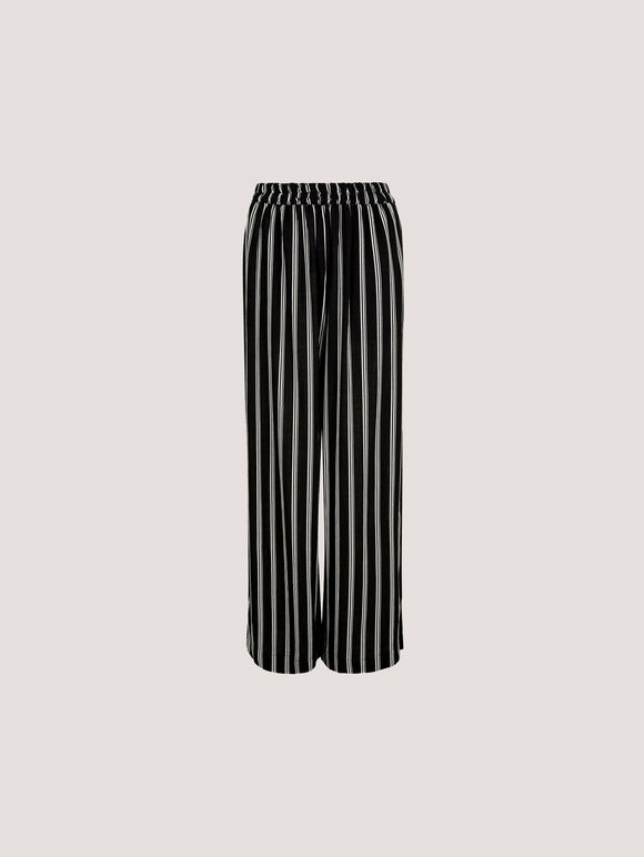 Stripe Wide Leg Trousers, Black, large