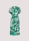 Leaf Print Midi Dress, Green, large