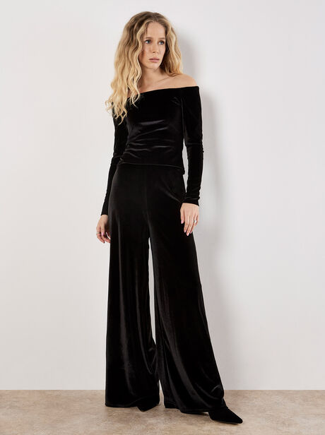 Wide Leg Velvet Trousers