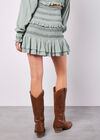 Smocked Ruffle Mini Skirt, Mint, large
