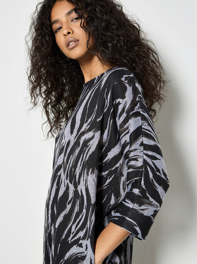 Zebra Print Knitted Cocoon Mini Dress