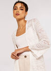 Pointelle Patterned Cardigan, Cream, large