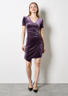 Velvet Ruched Bodycon Mini Dress, Purple, large
