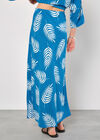 Tropical Leaf Bias Maxi Skirt, Blue, large