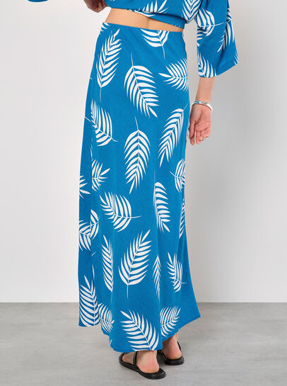 Tropical Leaf Bias Maxi Skirt