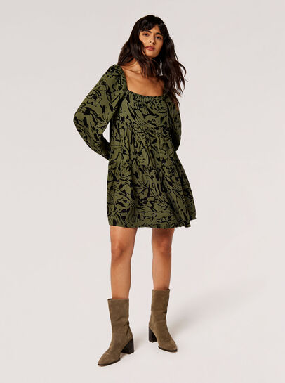 Brushstroke Smock Mini Dress