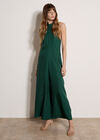 Halter Neck Wide-Leg Jumpsuit, Green, large