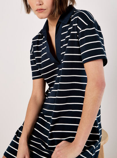 Cotton Stripe Polo Mini Dress
