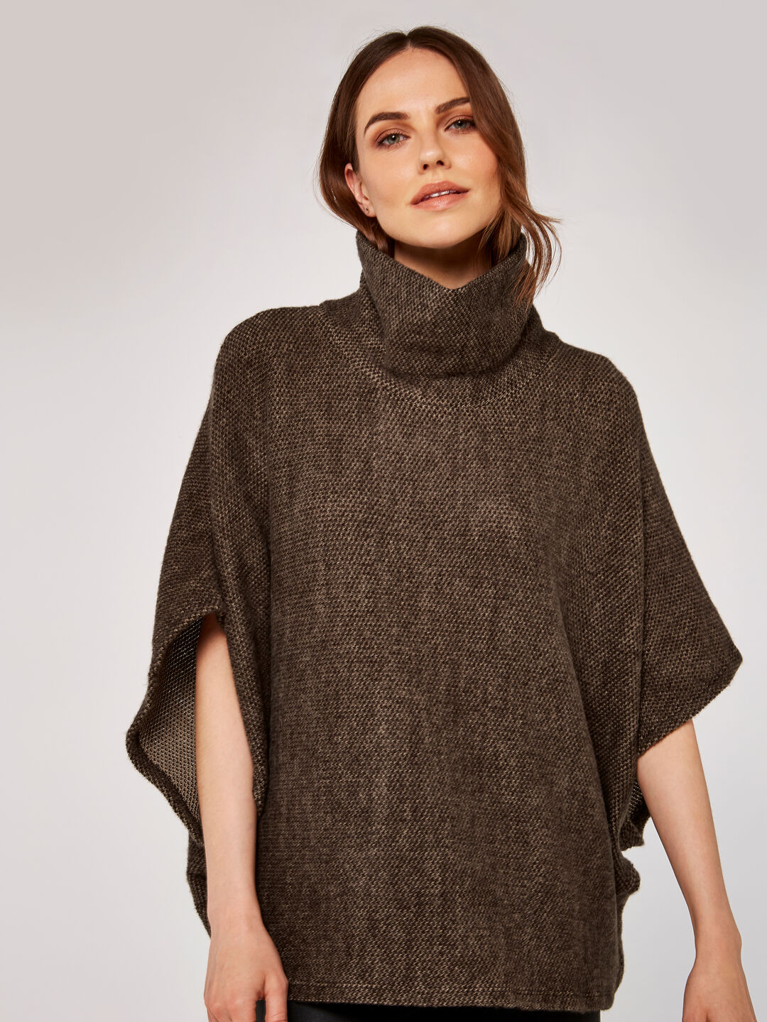 Waffle Cowl Neck Cape Top