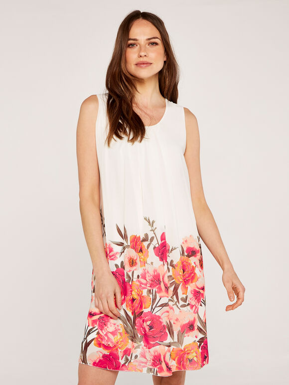 Floral Shift Dress, Cream, large