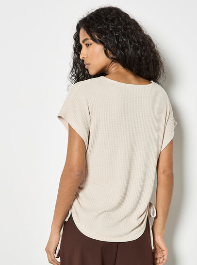 Waffle Knit Ruched T-Shirt