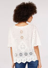 Embroidered Cotton Top, White, large