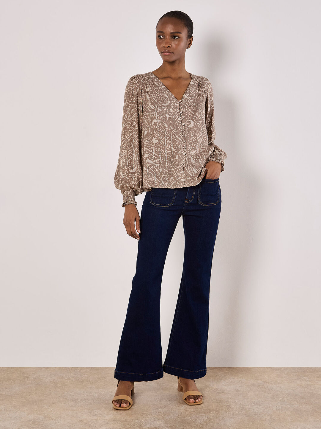 Image of Paisley Print Shimmer Blouse